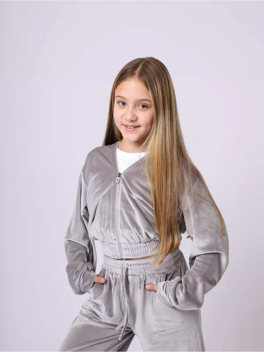 Autumn and Winter Girls' Sports Hat Velvet Set Casual Hoodie Two Piece Set