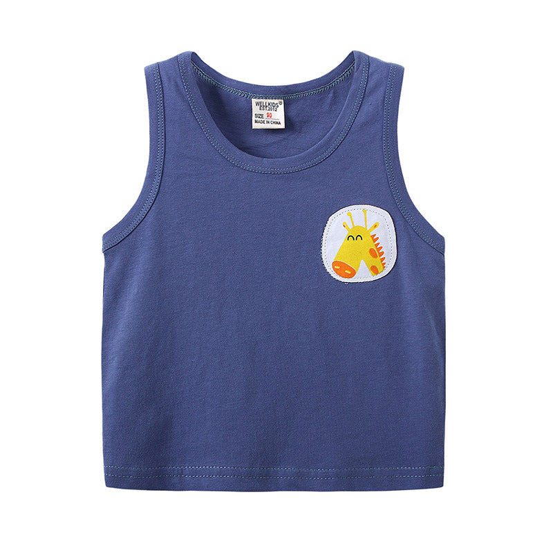 Sleeveless Vest T-Shirt Summer Kids Clothing Thin Style for 1-3 Years Old Toddler Tops Wholesale
