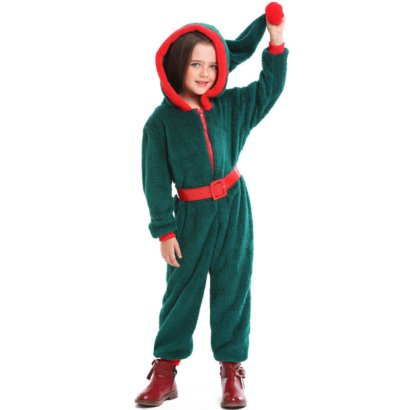 Fleece Adult and Kids Dark Green Family Christmas Costume Halloween Cosplay Christmas Tree Outfit
