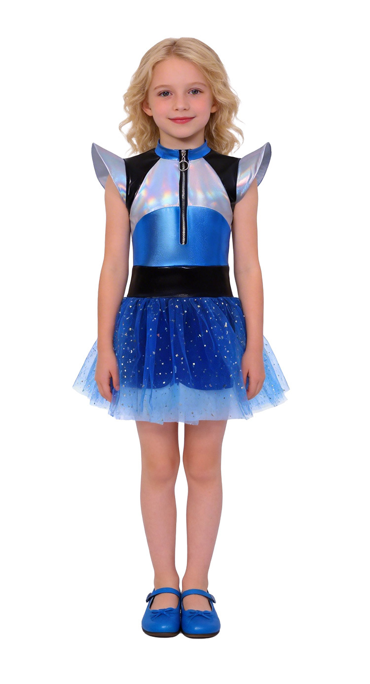 Halloween Kids Alien Robot Costume Cheerleader Dance Ballet Skirt AI Gradient Tulle Skirt
