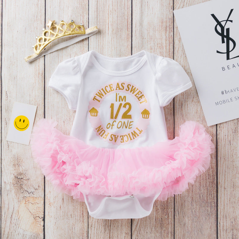 Cute Baby Girl Birthday Dress Outfit for 6 Months to 1-2 Years, Short Sleeve Romper for Toddlers, Fashionable and Comfortable Infant Dress