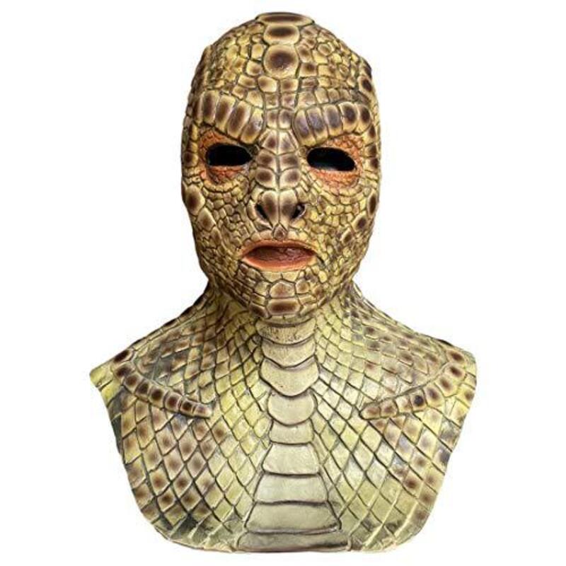 Lizard Man Basilisk Mask – Realistic Scaled Full Face Latex Reptile Headpiece, Unisex Adult Horror Costume