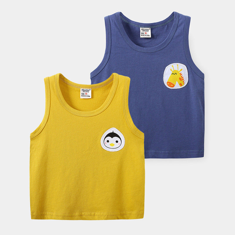 Sleeveless Vest T-Shirt Summer Kids Clothing Thin Style for 1-3 Years Old Toddler Tops Wholesale