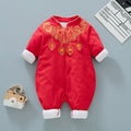 Red Baby Quilted Onesie Thickened Warm Clothing for Boys and Girls