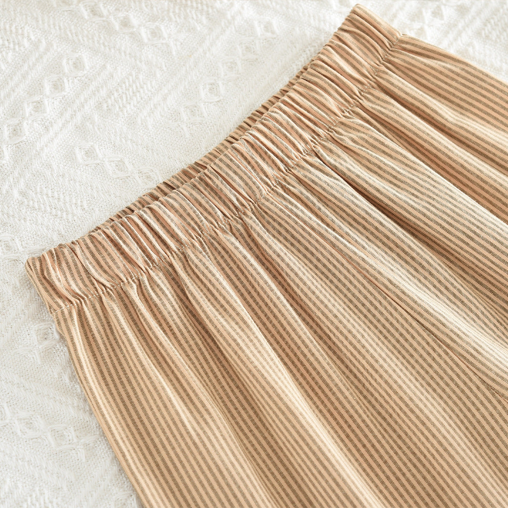 Clothing  Striped Round Neck Long Sleeve Pullover Top Pants Two-Piece Set for Girls
