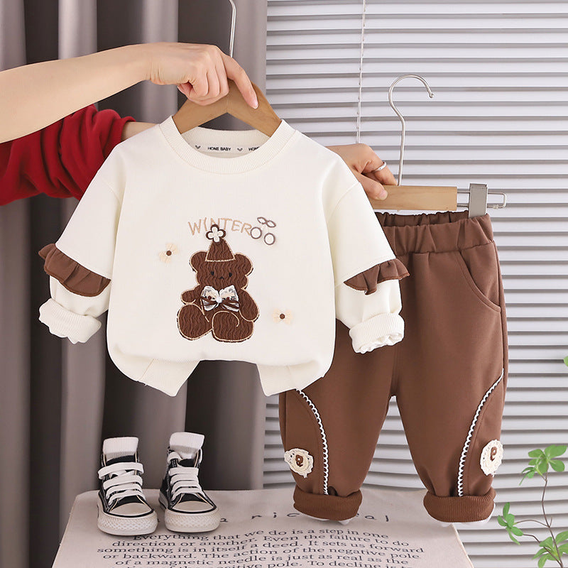 Long sleeved two-piece set for baby girls' clothing