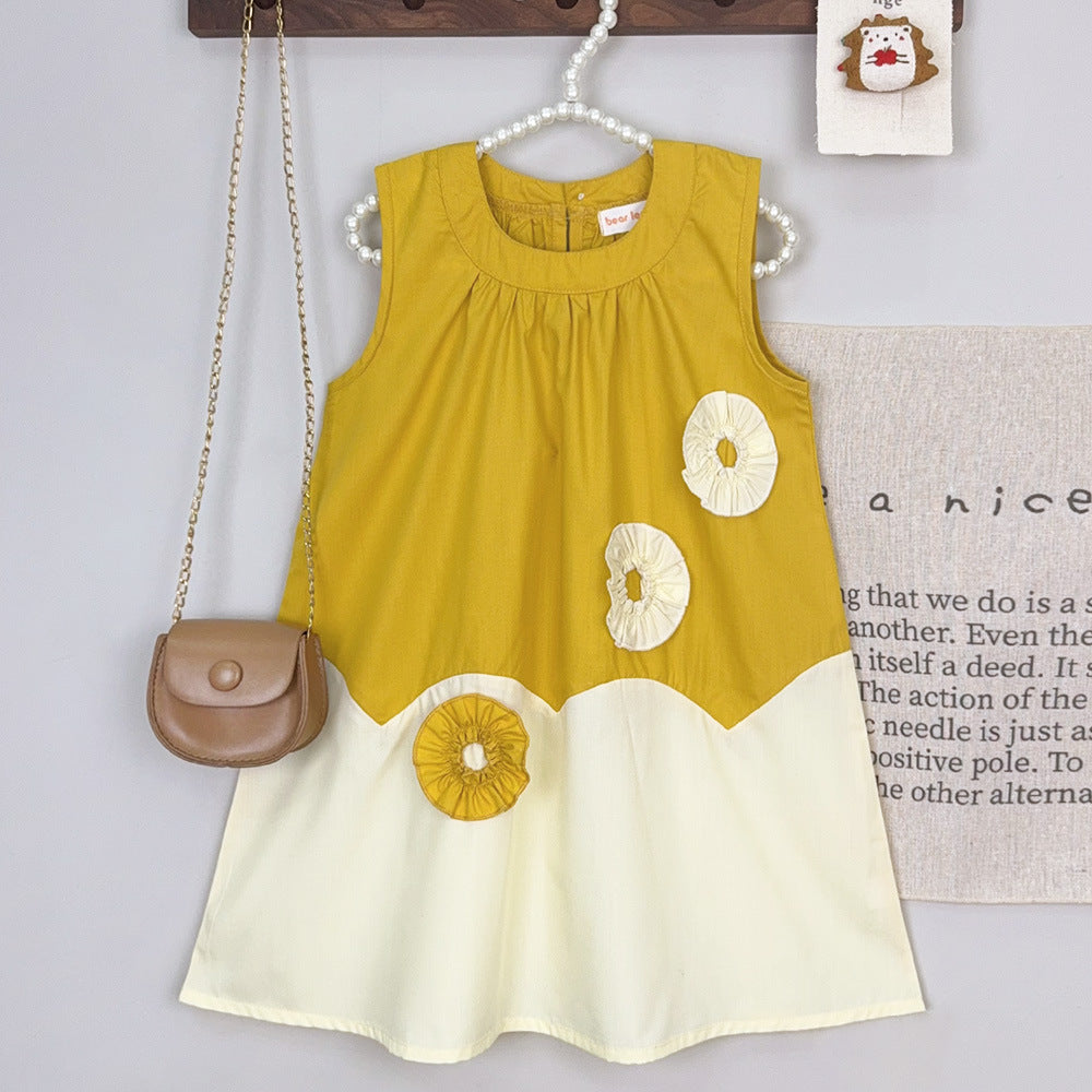 New Floral Decorated Sleeveless Dress for Kids Casual Dress for Girls, Stylish Children's Clothing