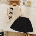 Fashionable Girls' Two-Piece Set with Side Slit Long Sleeve Top and Skirt for Autumn/Winter Stylish Outfit