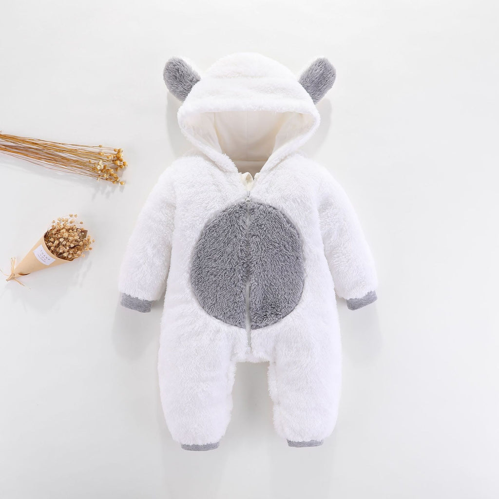 Unisex Baby Rompers Boys Girls Fleece Hooded Winter Fleece Jumpsuit Soft Cute  Cartoon Coats Newborn Infant Bodysuits