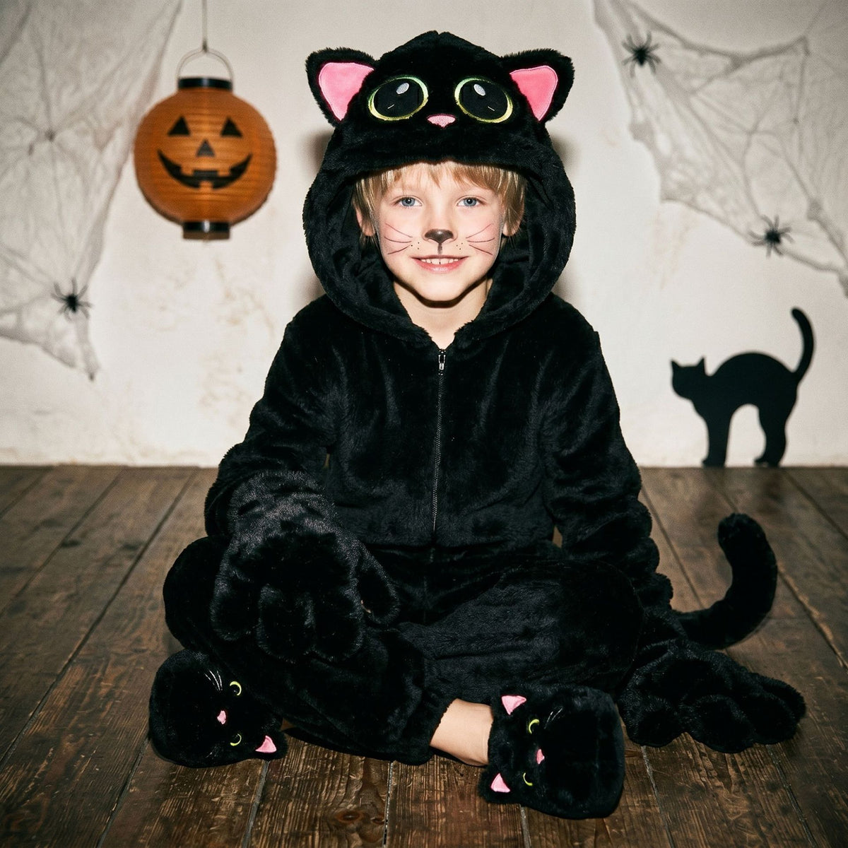 Children's Black Cat Costume Cosplay Outfit Halloween Stage Performance Wear Animal Themed Costume Kids Clothing Ready