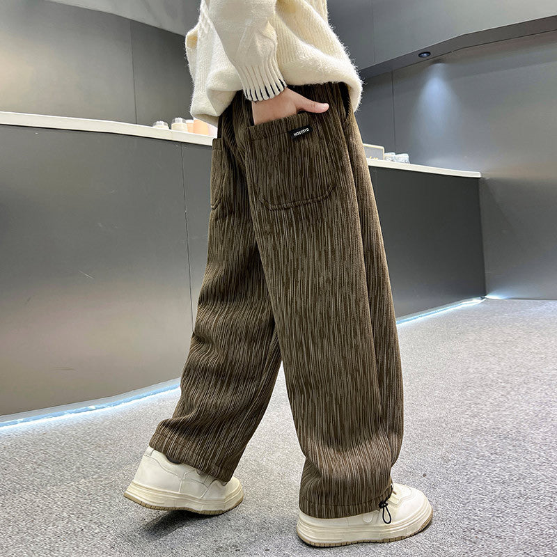 Boys' Casual Corduroy Pants, Stylish Autumn Winter Sports Trousers for Kids