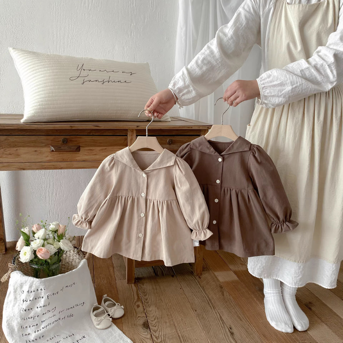Girls' trench coat autumn outfit children's clothing for toddlers baby windproof long-sleeve top spring and autumn