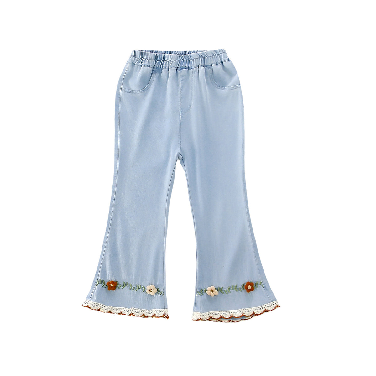 Girls' Floral Flared Jeans