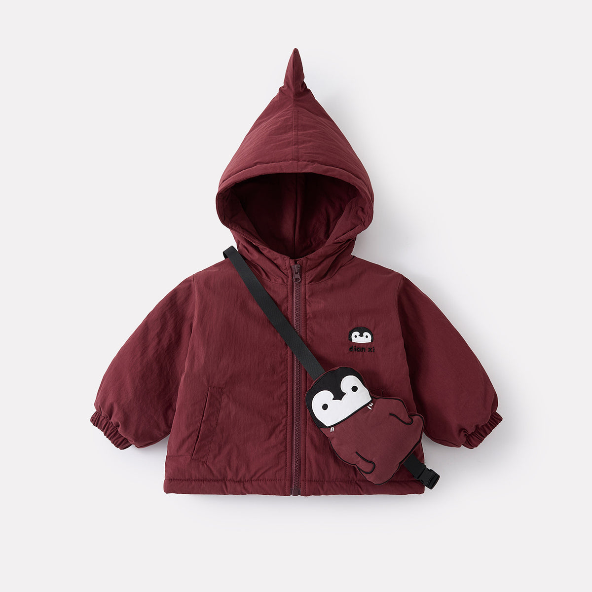 Cute Penguin Cotton Outfit Set for Baby Girls, Winter Warm Hooded Jacket