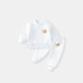 Children's Hoodie Set Autumn Winter Warm Fleece Two-Piece Outfit for Boys and Girls, Simple Comfortable Casual Sportswear