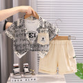 Summer clothes boys' and children's shirts short sleeved three piece set