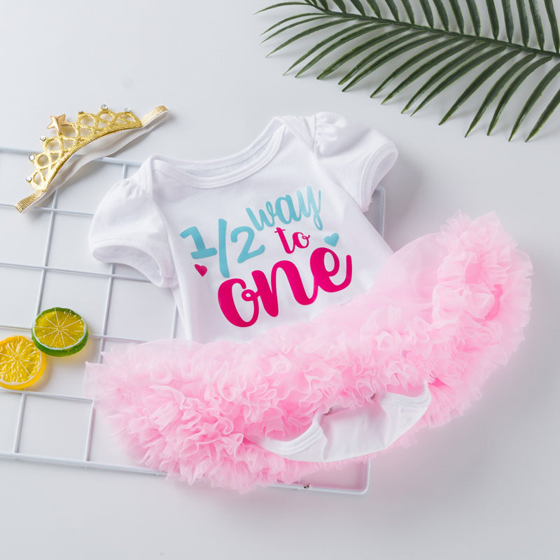 Cute Baby Girl Birthday Dress Outfit for 6 Months to 1-2 Years, Short Sleeve Romper for Toddlers, Fashionable and Comfortable Infant Dress