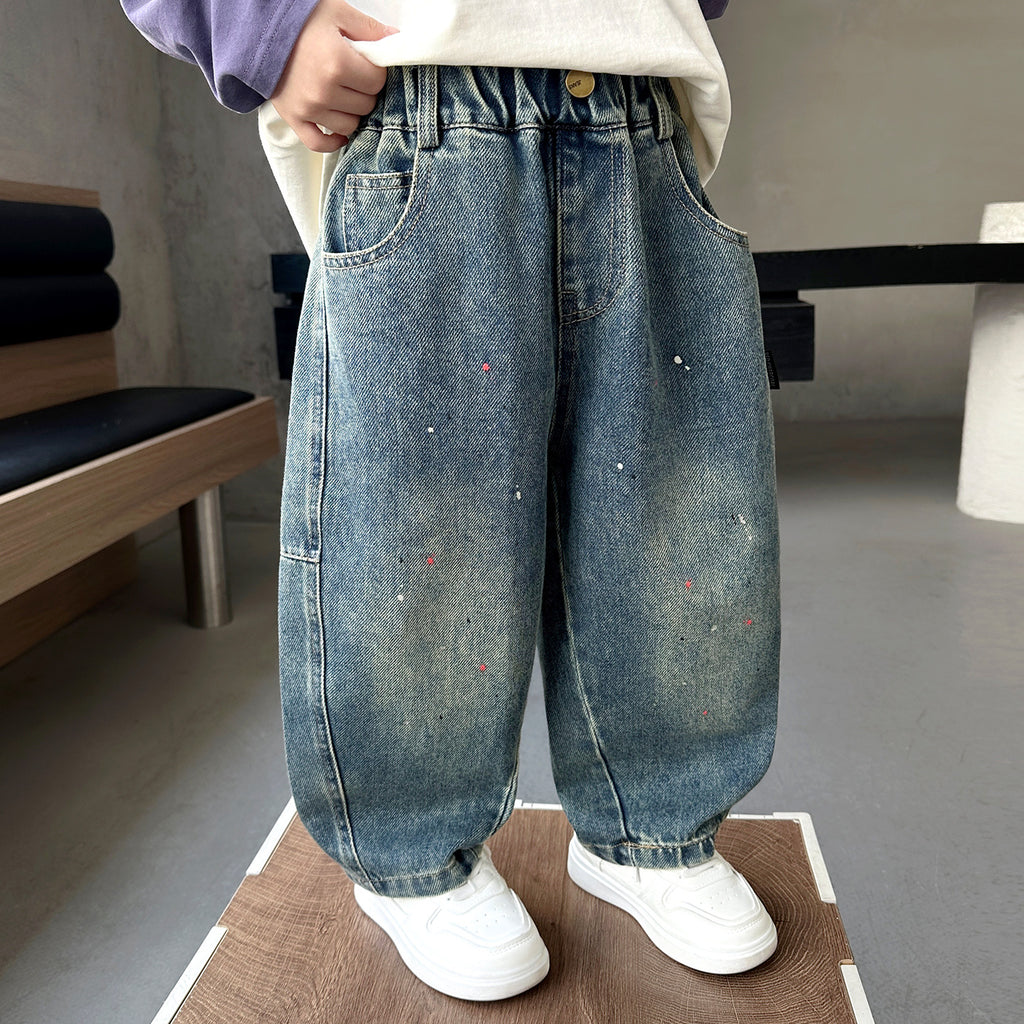 Boys Casual Straight Leg Loose Fit Denim Jeans