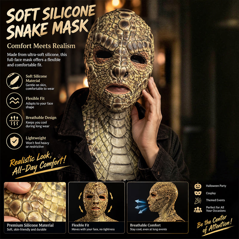Lizard Man Basilisk Mask – Realistic Scaled Full Face Latex Reptile Headpiece, Unisex Adult Horror Costume