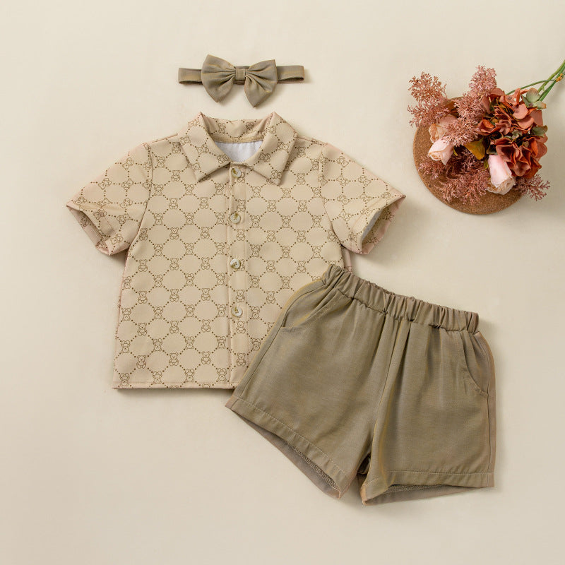 Gentleman's Outfit for Boys 2-6 Years Summer Casual Short Sleeve T-Shirt 3-Piece Set Kids Clothing