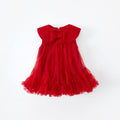 Warm Princess Dress for Baby Girls, Red Long Sleeve Winter Dress with Fleece Lining