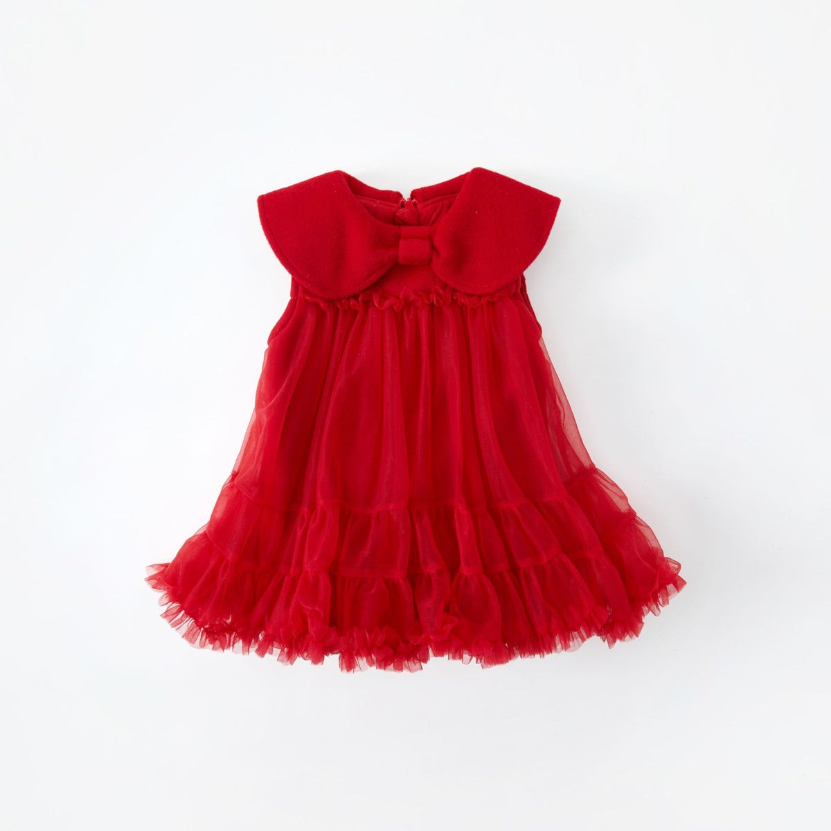 Warm Princess Dress for Baby Girls, Red Long Sleeve Winter Dress with Fleece Lining