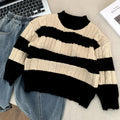 Striped Knitted Sweater for Girls in Winter