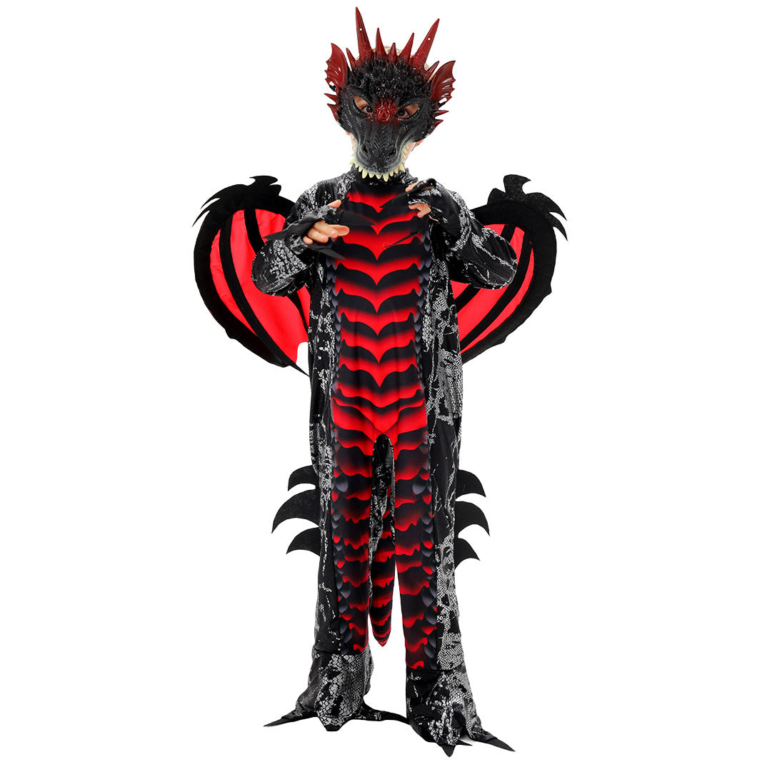 Halloween Performance Costume Devil Dinosaur Role Play Costume Kids Horror Stage Cosplay Outfit