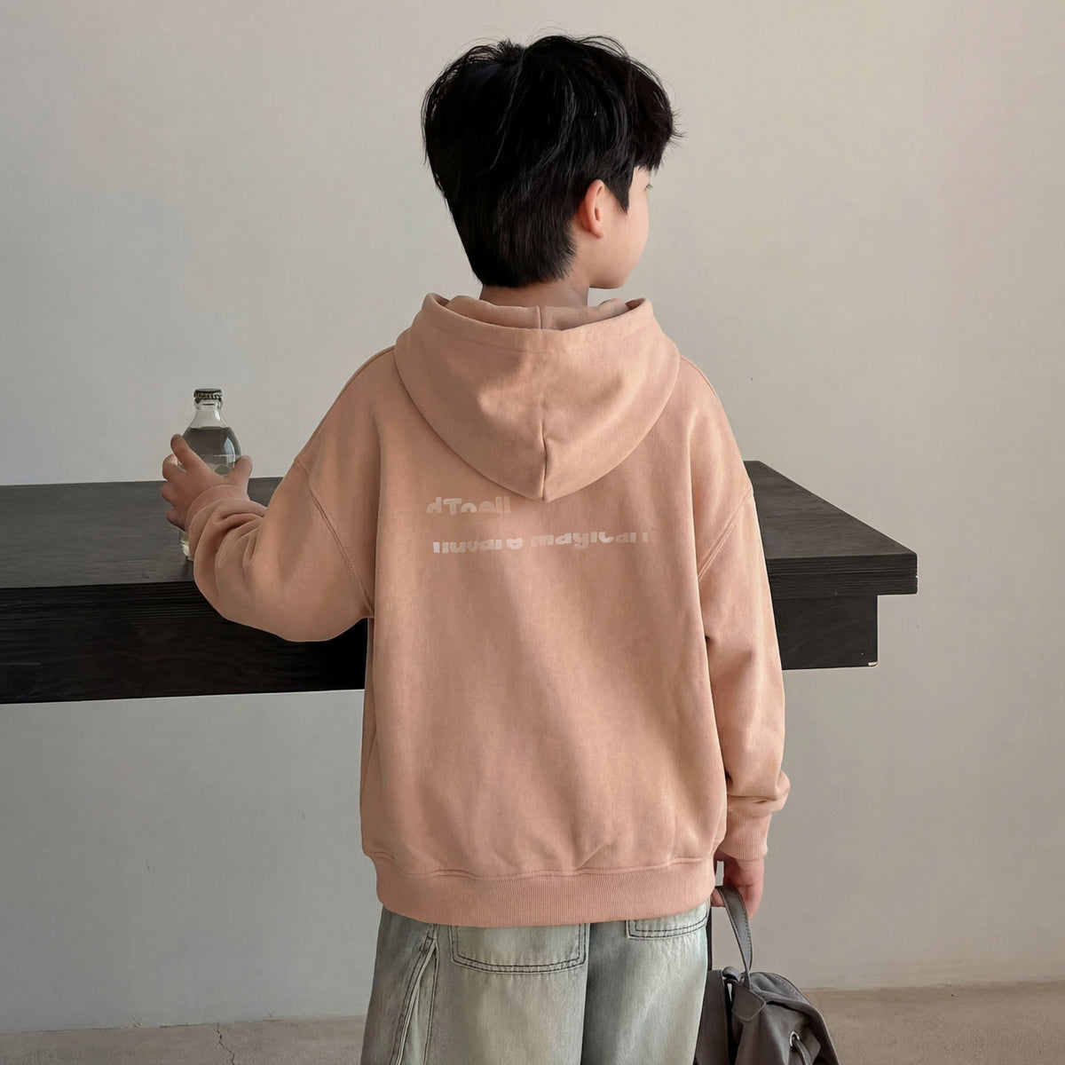 Boys Autumn Winter Long Sleeve Hooded Sweatshirt Loose Fit Fashionable Top