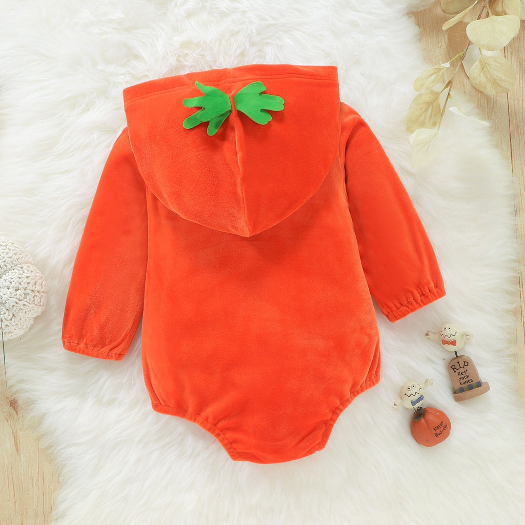 Halloween Devil Pumpkin Long Sleeve Onesie for Kids, Festival Costume Bodysuit