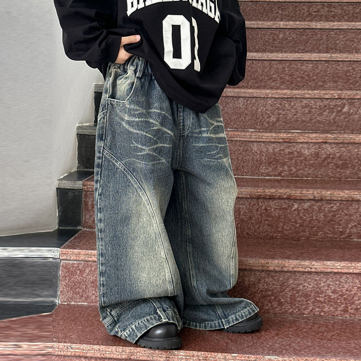 Casual Trendy Boys Denim Jeans Long Pants Spring Autumn Trousers