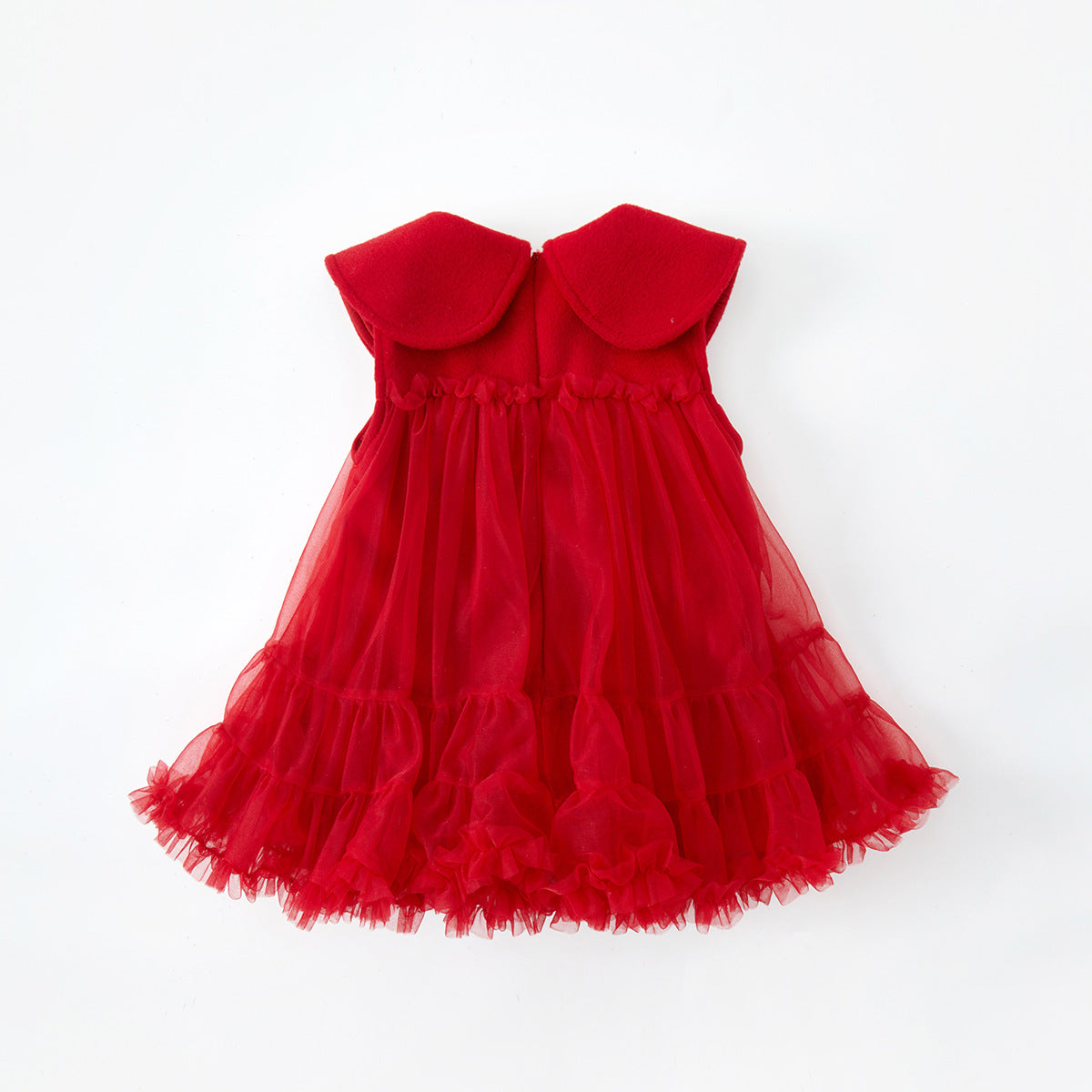 Warm Princess Dress for Baby Girls, Red Long Sleeve Winter Dress with Fleece Lining