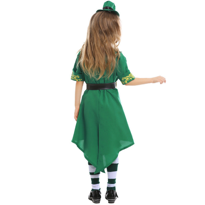Halloween St. Patrick's Day Irish Fairy Costume Cultural Children's Elf Costume Kids Clothing