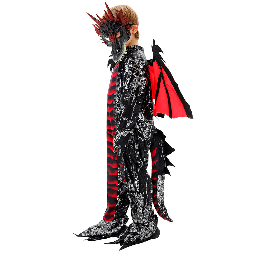 Halloween Performance Costume Devil Dinosaur Role Play Costume Kids Horror Stage Cosplay Outfit