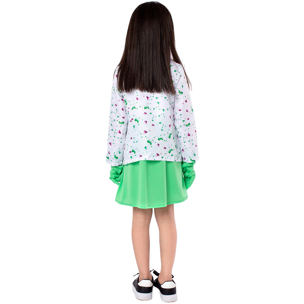 Halloween Scientists Costume Role Play Cosplay Outfit for Kids with Funny Print Stage Performance Wear