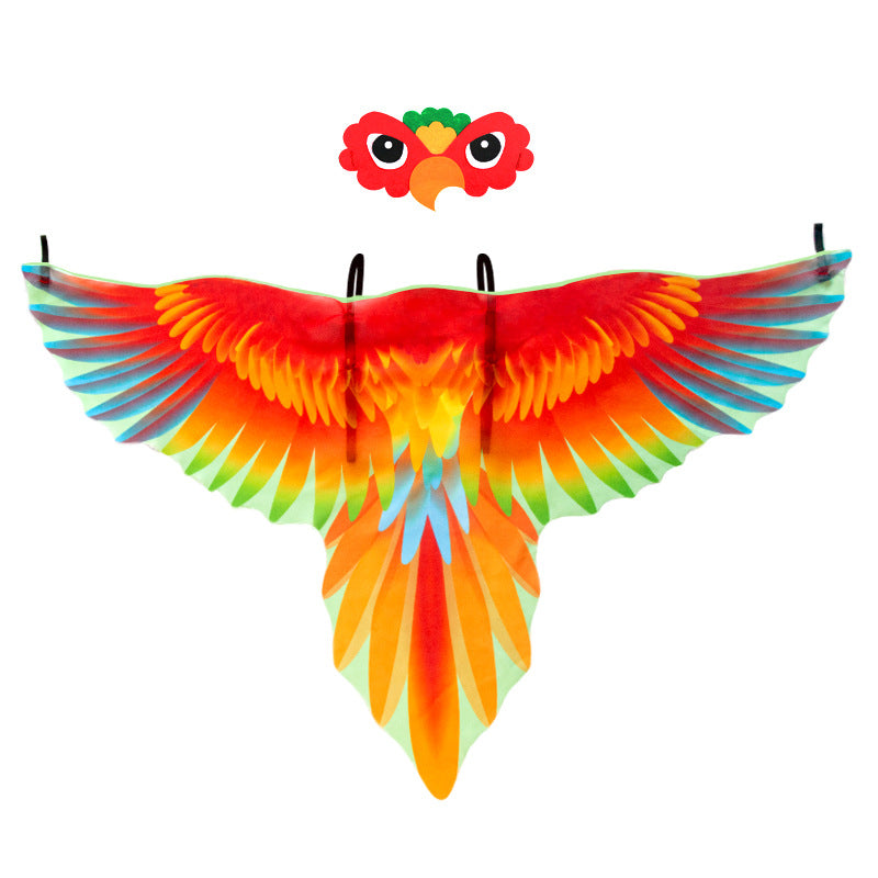Halloween Kids Parrot Wings Cape Bird Headpiece Performance Prop Cosplay