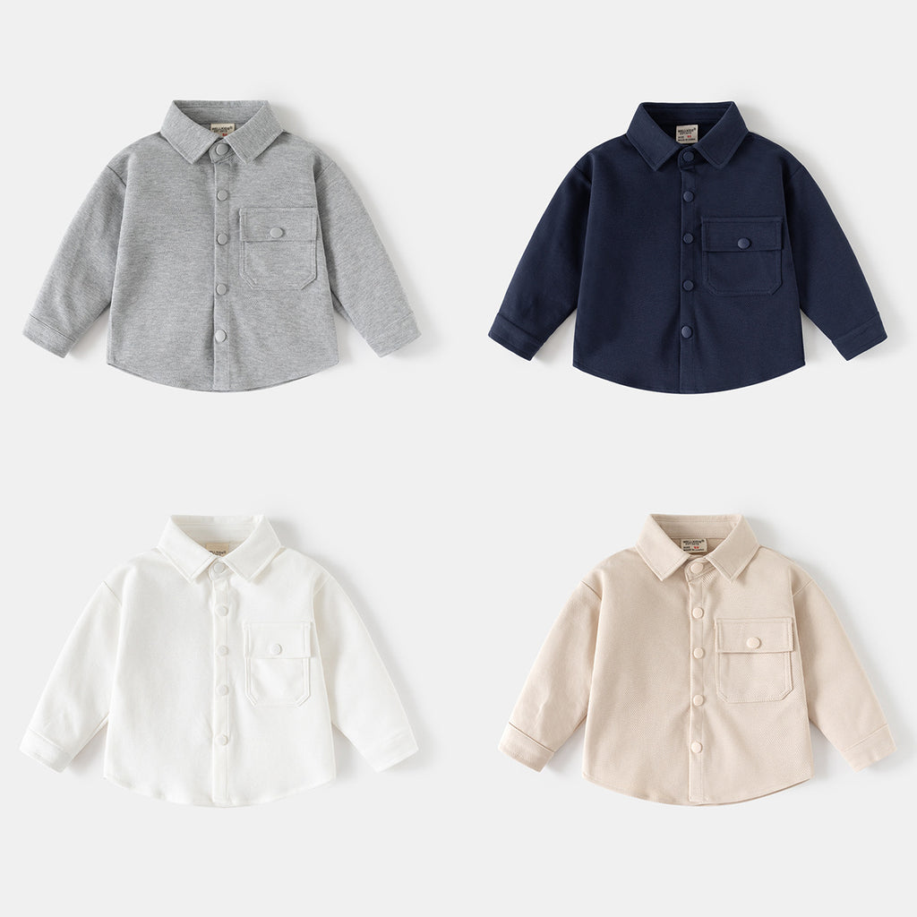Solid Color Dress Shirt Kids Clothing Outerwear