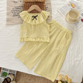 Girls' Summer Outfit with Ruffle Details, Sleeveless Top and Long Pants Two-Piece Set, Fashionable Casual Children's Clothing
