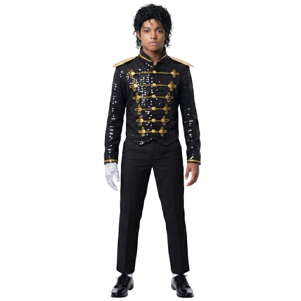 Halloween Kids MJ Sequin Performance Costume Jackson Cosplay Michael Jackson Tap Dance MJ Stage Performance Outfit