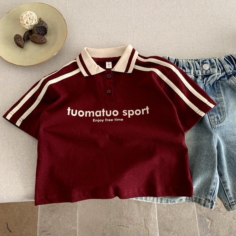 Summer clothing children's short sleeved T-shirt for girls