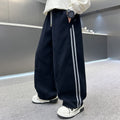 Boys Casual Three-Striped Athletic Pants - Relaxed Straight Leg Sweatpants for Big Kids - Autumn Winter