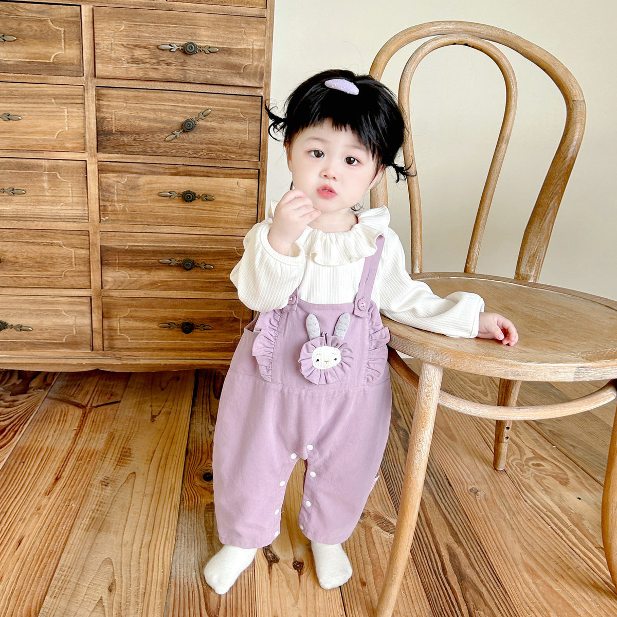 Baby Girls Romper & Overalls Set