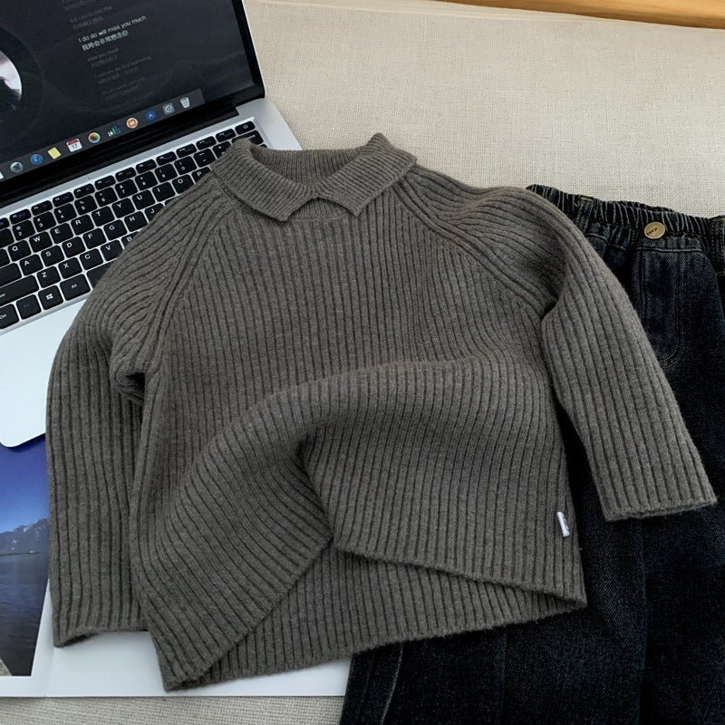 Children's collar knitted cardigan men's autumn and winter clothing