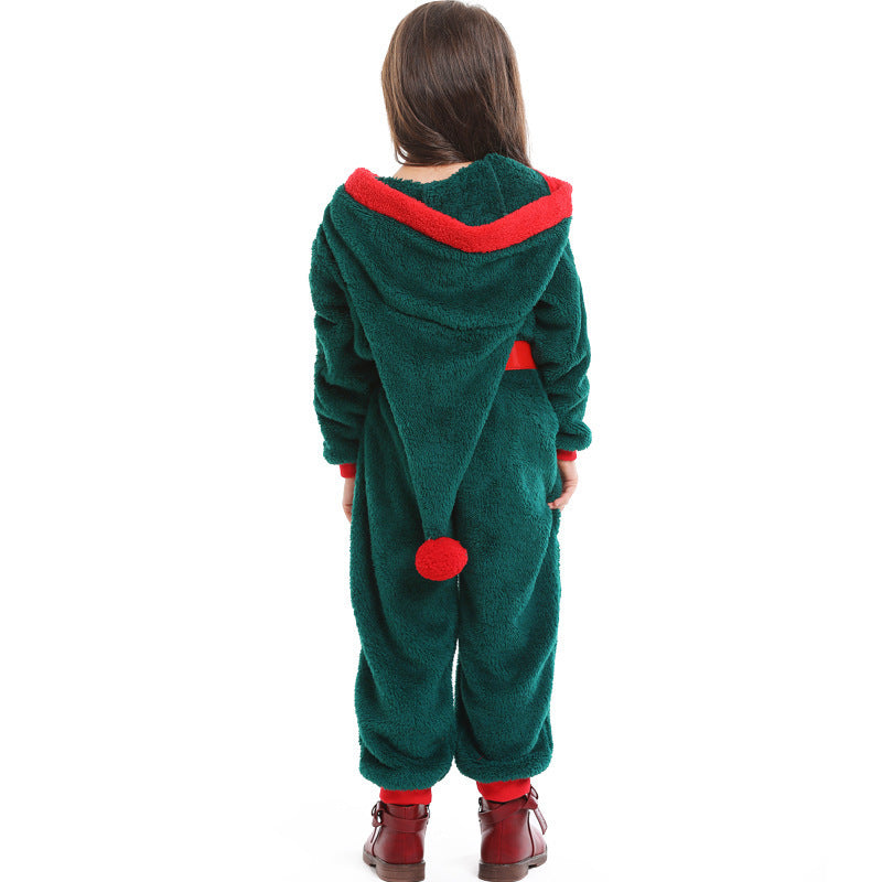 Fleece Adult and Kids Dark Green Family Christmas Costume Halloween Cosplay Christmas Tree Outfit