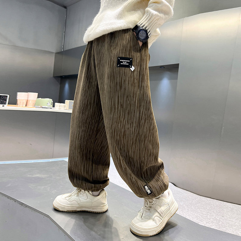 Boys' Casual Corduroy Pants, Stylish Autumn Winter Sports Trousers for Kids
