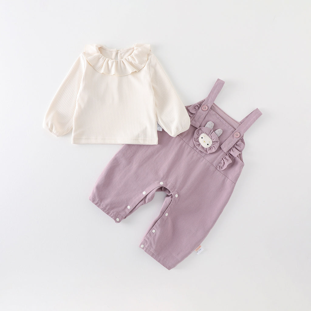 Baby Girls Romper & Overalls Set