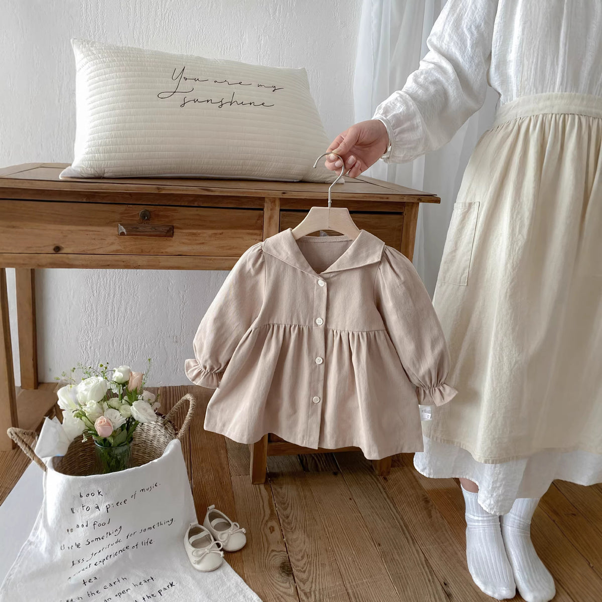 Girls' trench coat autumn outfit children's clothing for toddlers baby windproof long-sleeve top spring and autumn