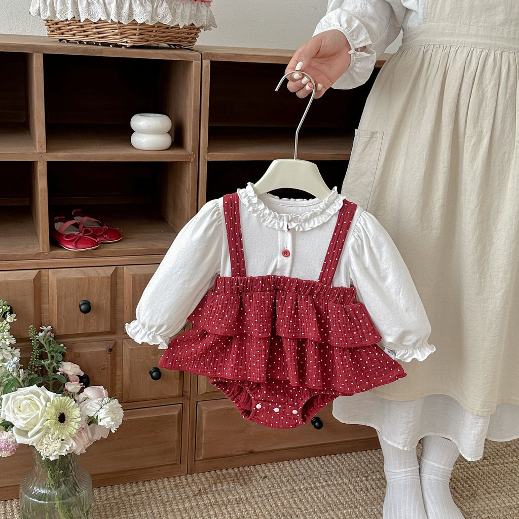 Baby Clothes Spring New Style 1-3 Years  Faux Two-Piece Overalls Romper Dress for Girls, A-Class Cotton Bodysuit