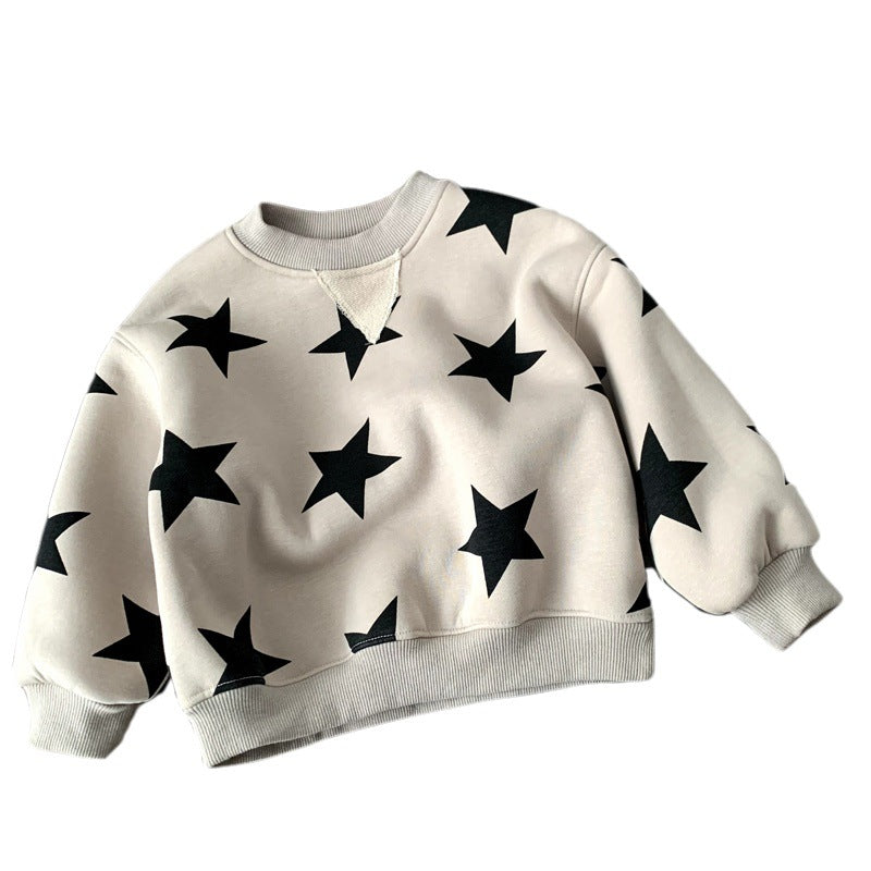 Boys' thick one-piece fleece hoodie winter clothing