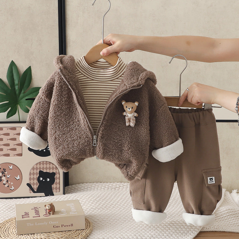 Boys' Striped Bear 3-Piece Winter Set